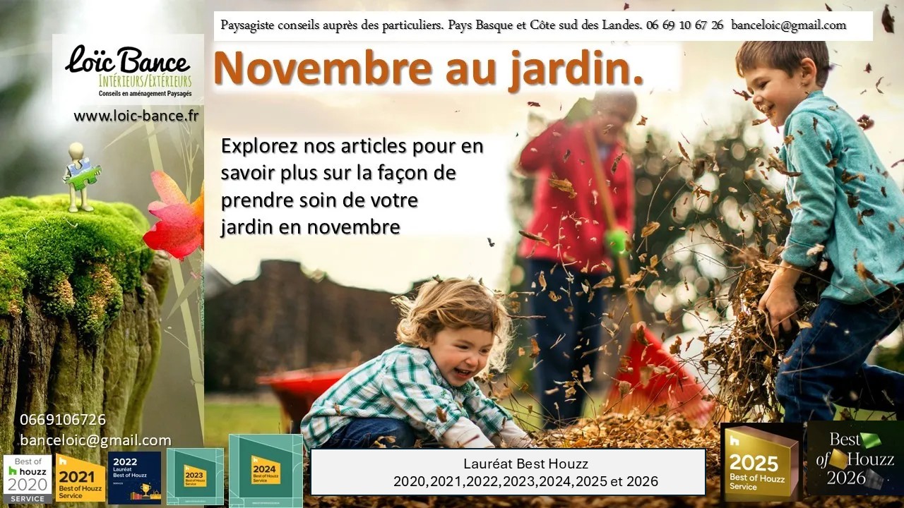 Paysagiste Arcangues. Novembre au jardin d'ornement, potager et fruitier